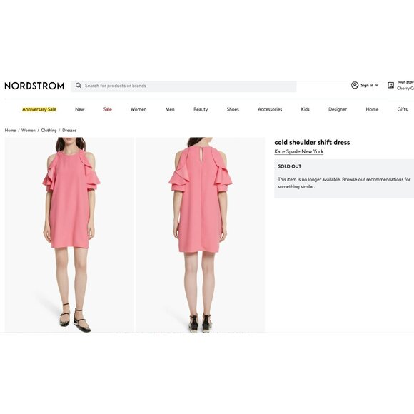 Kate Spade Cold Shoulder Shift Dress Petunia Pink Coral‎ Size Large Summer Party - Picture 6 of 12